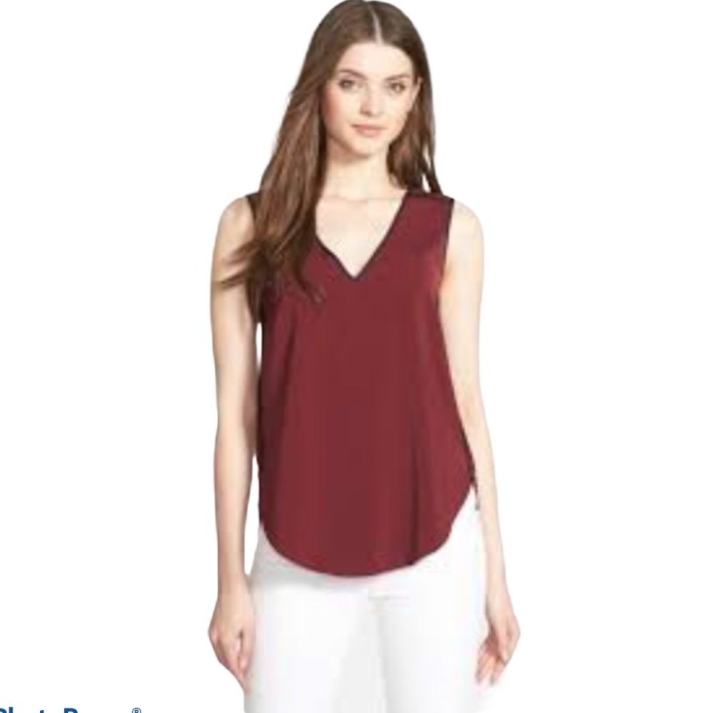 DKNYC Sleeveless tank contrast piping